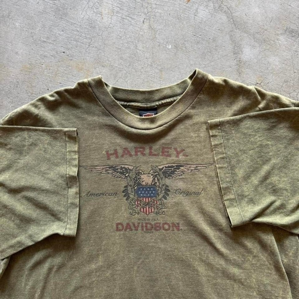 Vintage Harley Davidson Faded Green 1996 Single Stitch T shirt - XL